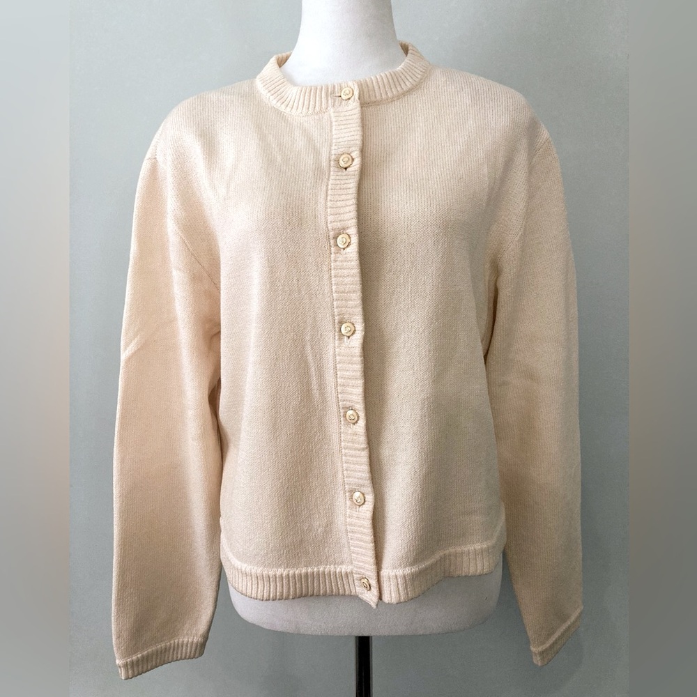 St. John VTG Cardigan Sweater Cream Size L